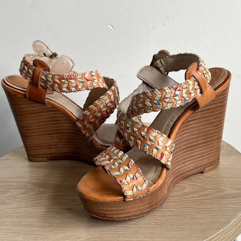 Women's Frye Wedge Sandals Brown Multi Size Unknown